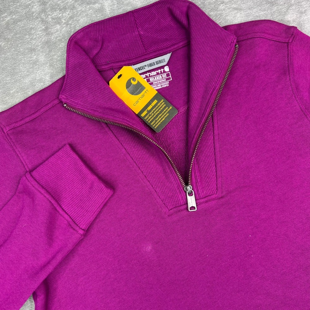 Carhartt Tencel Fiber Series Half-Zip Sweatshirt Womens XS Purple Relaxed Fit